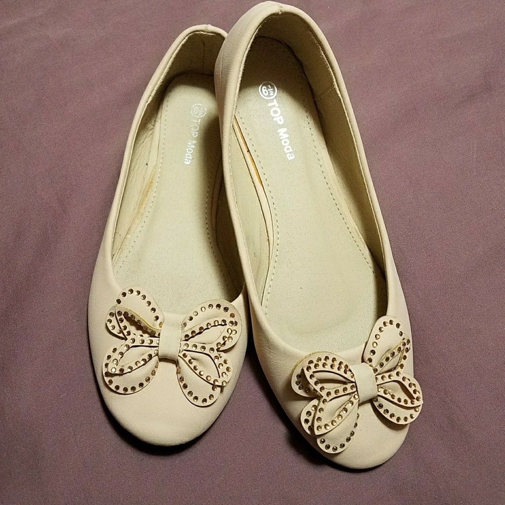 Rhinestone bow ballet flat